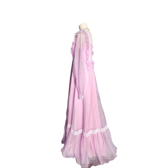 Vtg 60s 70s Sylvia Ann Lavender Lilac Pastel Wedding Bridal Formal Dress Sz 16 - Picture 2 of 9